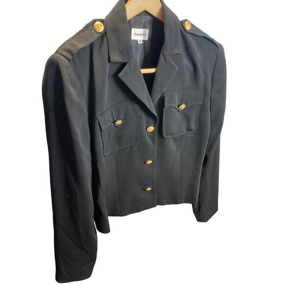 Neiman Marcus Black Gold Button Nautical Fitted Jacket Sz 8 - Picture 3 of 10